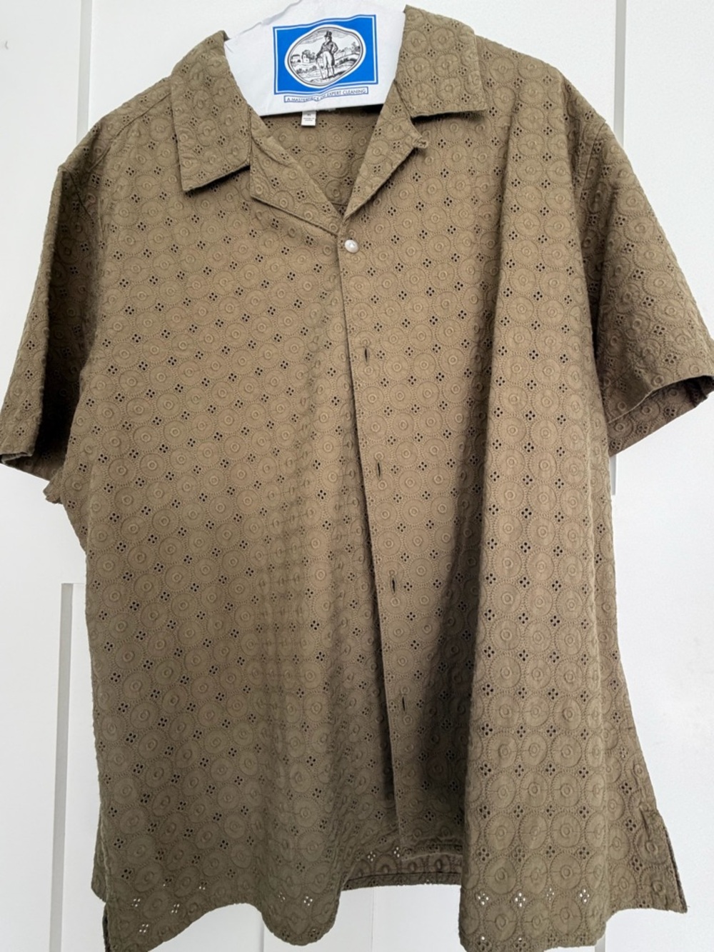 Bonobos Short Sleeve Eyelet Camp Shirt - Olive Green